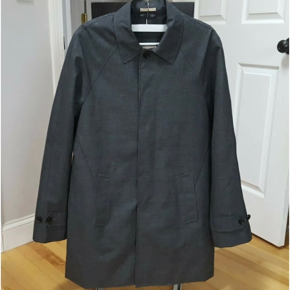 Michael Kors Men Gray Collin Slim Fit Rain Coat Removable Lining Size 46 R